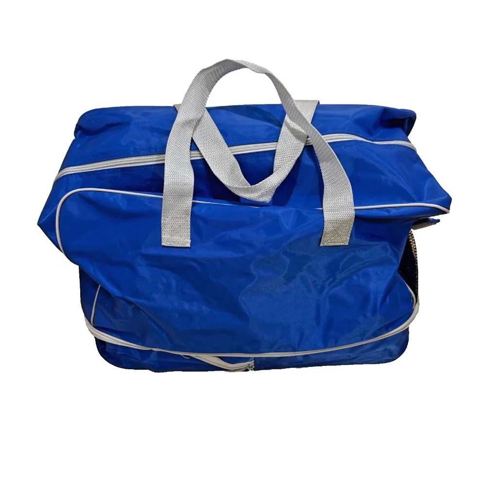 American Express Vintage Expandable Duffle/Gym Bag w/Handles/Shoulder Strap Blue